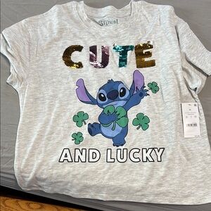 Disney Gray and Blue Stitch Tee Short Sleeve